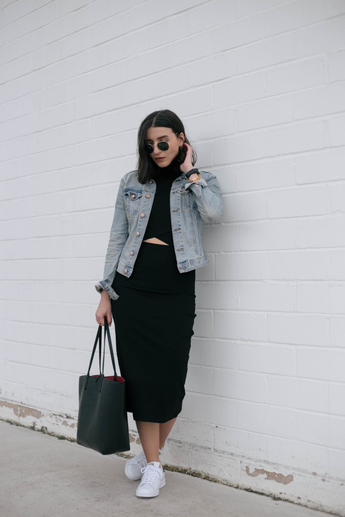 Basic Apparel-Sophievandaniels-Aboutyou-Rayban-sneakers-adidas-stansmith-zara-blogger-fashion-mididress-4